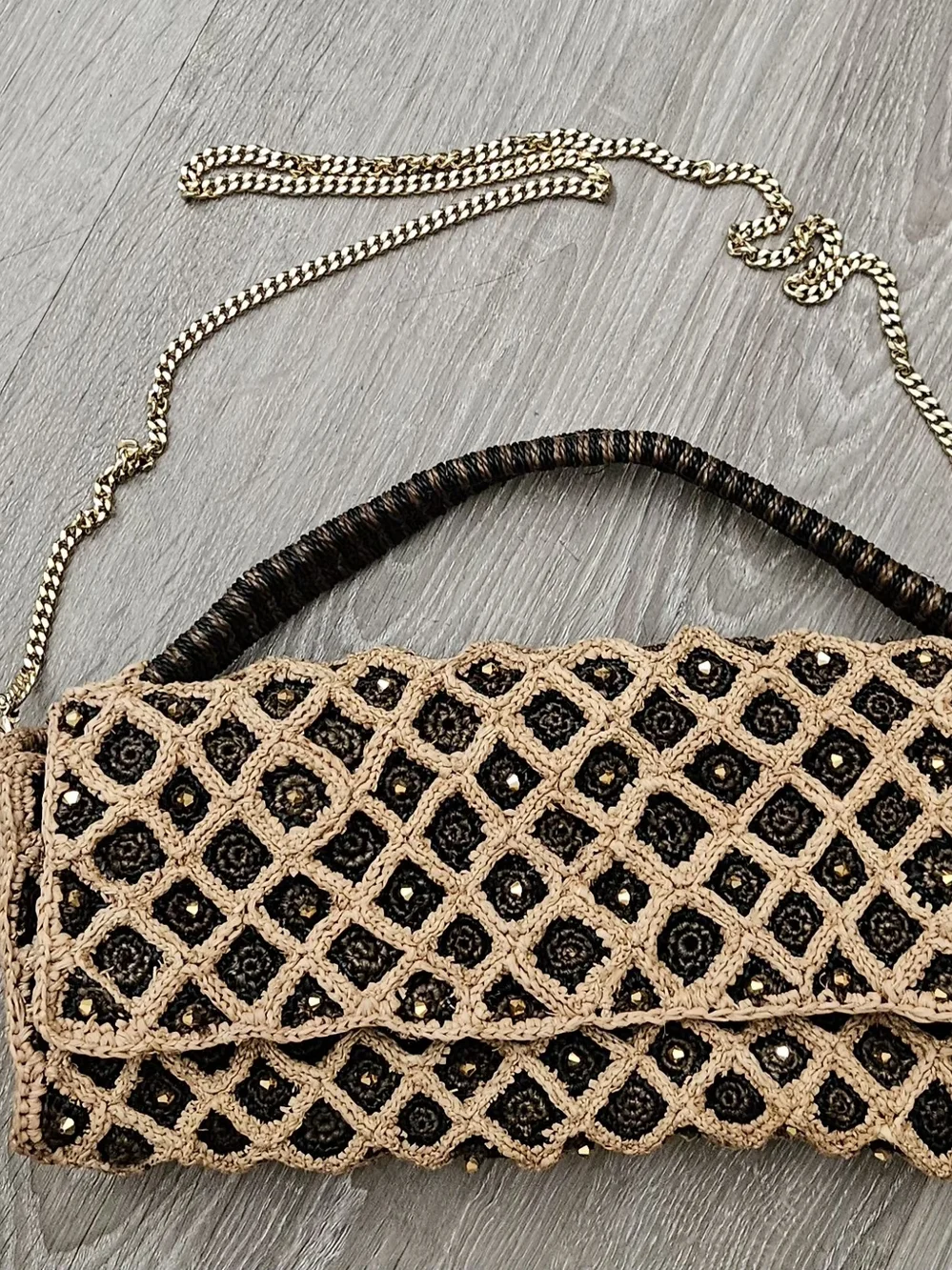 NWT Made for a Woman Vakona Clutch Handwoven Raphia Beaded Madagascar